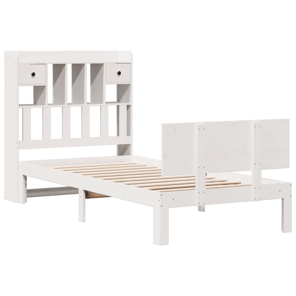 Bed met boekenkast zonder matras grenenhout wit 90x200 cm is nu te koop bij PeponiXL, paradijselijk wonen!