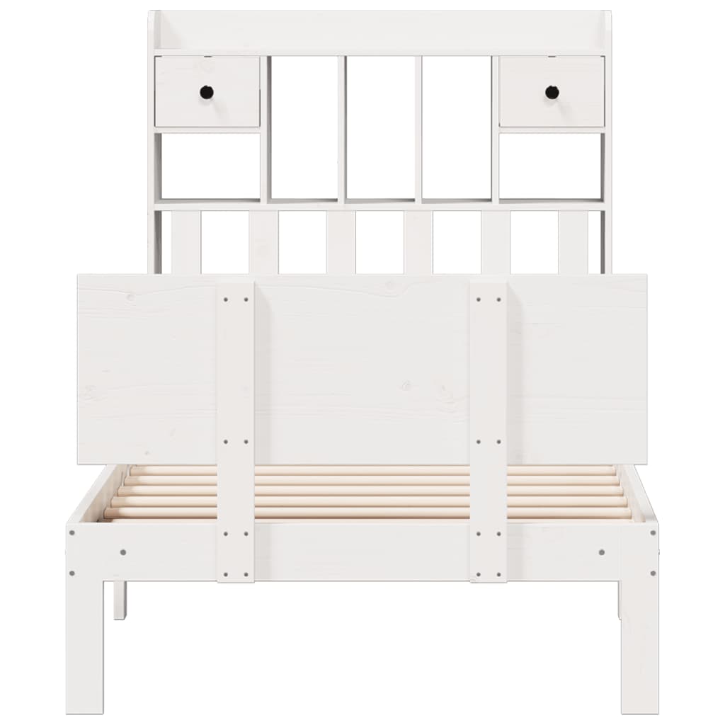 Bed met boekenkast zonder matras grenenhout wit 90x200 cm is nu te koop bij PeponiXL, paradijselijk wonen!