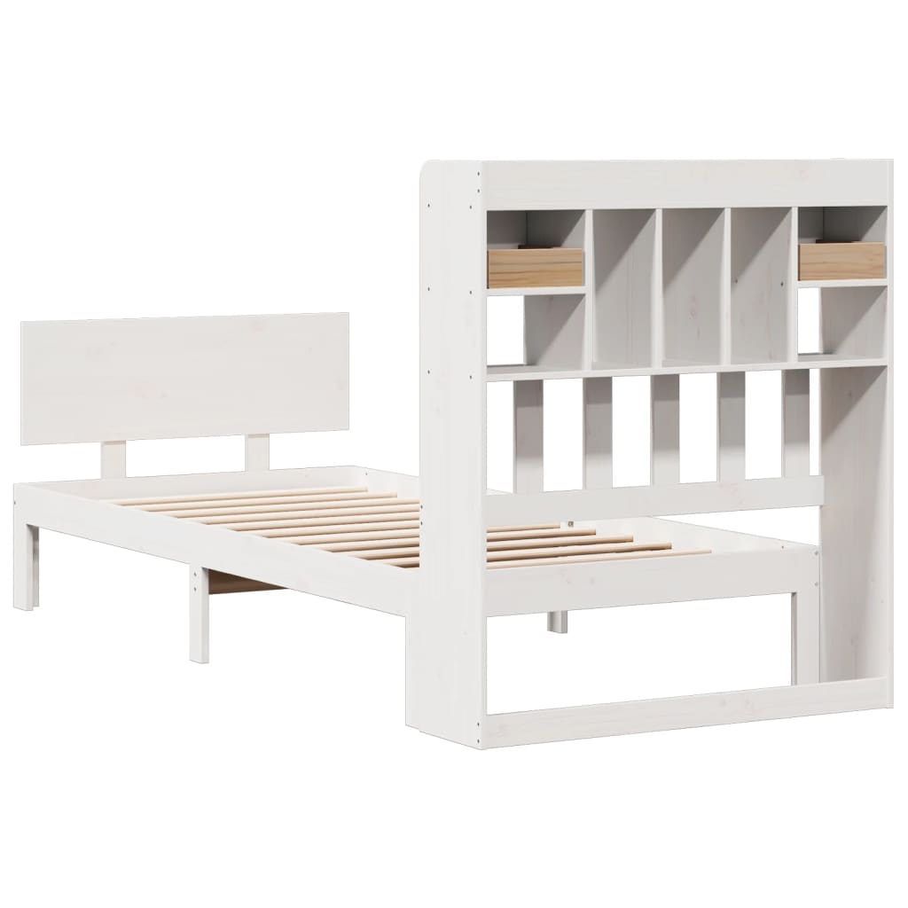 Bed met boekenkast zonder matras grenenhout wit 90x200 cm is nu te koop bij PeponiXL, paradijselijk wonen!