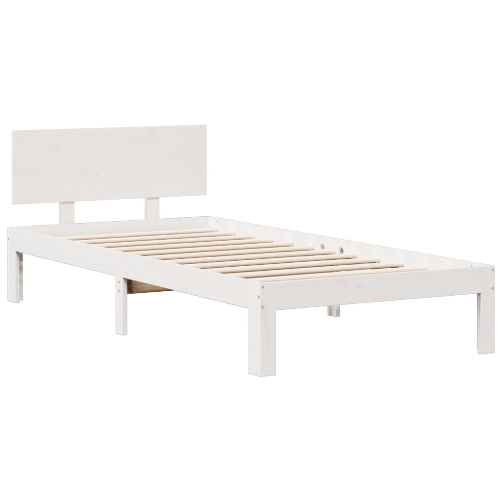 Bed met boekenkast zonder matras grenenhout wit 90x200 cm is nu te koop bij PeponiXL, paradijselijk wonen!