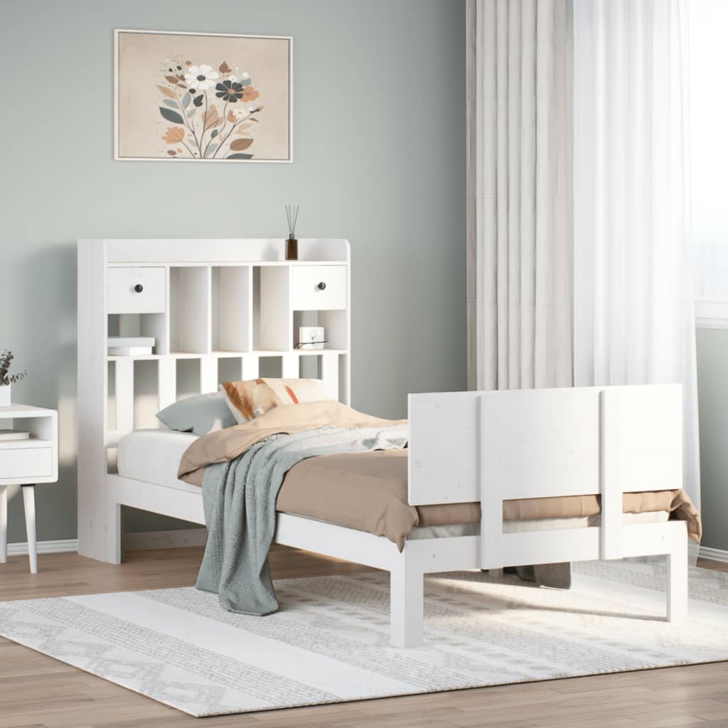 Bed met boekenkast zonder matras grenenhout wit 90x200 cm is nu te koop bij PeponiXL, paradijselijk wonen!