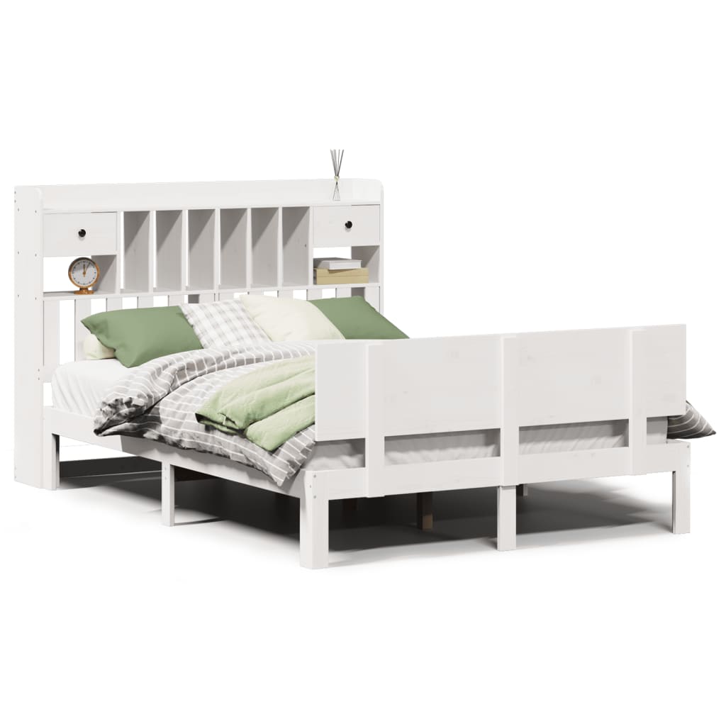 Bed met boekenkast zonder matras grenenhout wit 150x200 cm is nu te koop bij PeponiXL, paradijselijk wonen!
