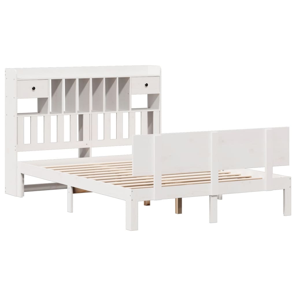 Bed met boekenkast zonder matras grenenhout wit 150x200 cm is nu te koop bij PeponiXL, paradijselijk wonen!