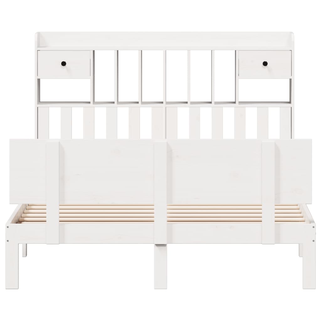 Bed met boekenkast zonder matras grenenhout wit 150x200 cm is nu te koop bij PeponiXL, paradijselijk wonen!