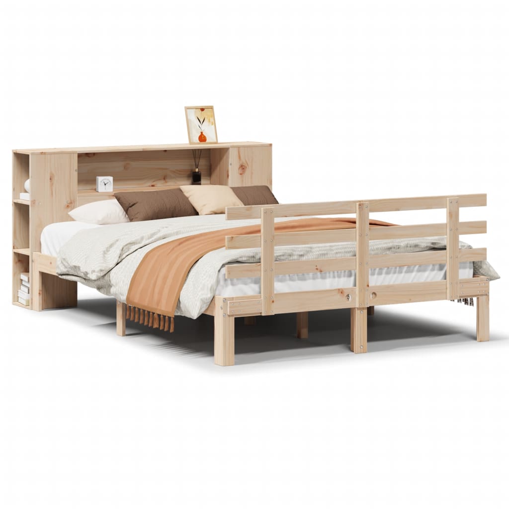 Bed met boekenkast zonder matras massief grenenhout 135x190 cm is nu te koop bij PeponiXL, paradijselijk wonen!