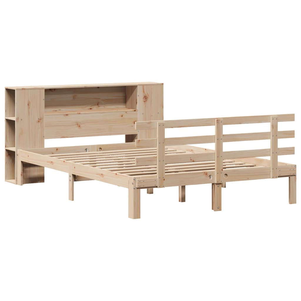 Bed met boekenkast zonder matras massief grenenhout 135x190 cm is nu te koop bij PeponiXL, paradijselijk wonen!