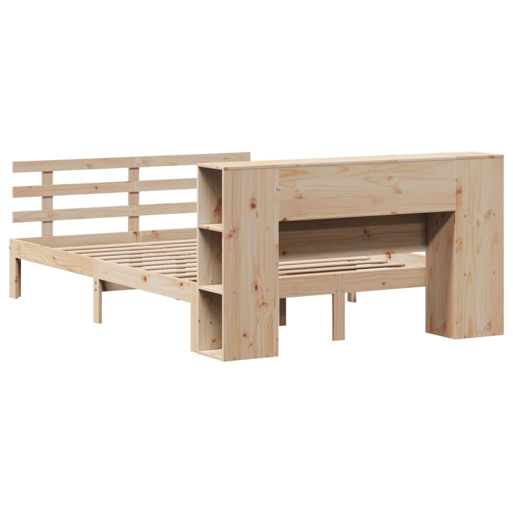 Bed met boekenkast zonder matras massief grenenhout 135x190 cm is nu te koop bij PeponiXL, paradijselijk wonen!