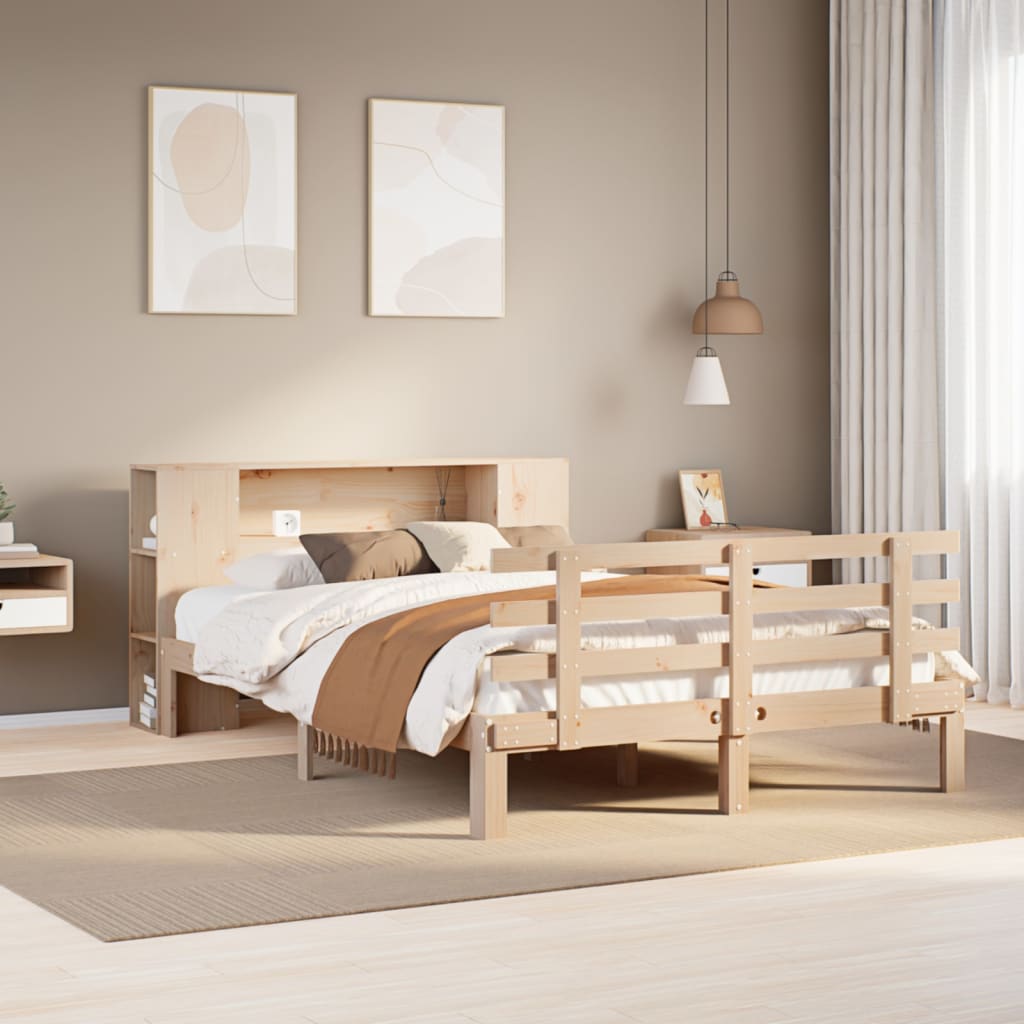 Bed met boekenkast zonder matras massief grenenhout 135x190 cm is nu te koop bij PeponiXL, paradijselijk wonen!