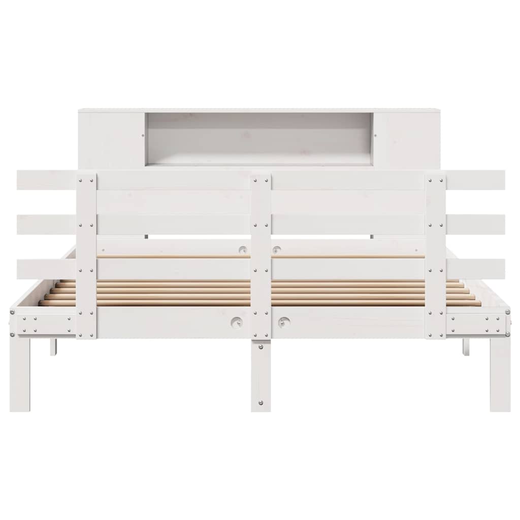 Bed met boekenkast zonder matras grenenhout wit 135x190 cm is nu te koop bij PeponiXL, paradijselijk wonen!