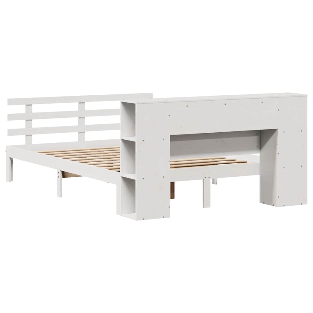 Bed met boekenkast zonder matras grenenhout wit 135x190 cm is nu te koop bij PeponiXL, paradijselijk wonen!