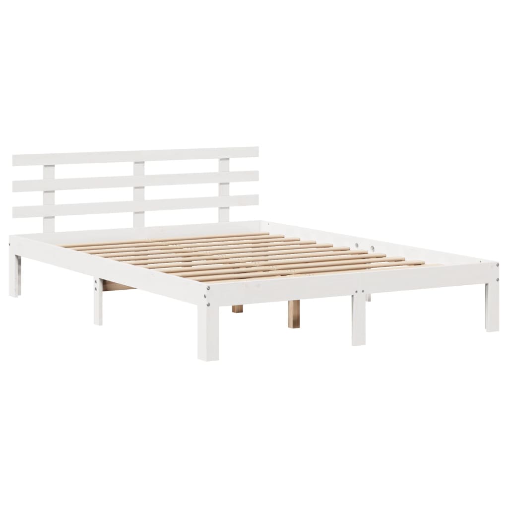 Bed met boekenkast zonder matras grenenhout wit 120x200 cm