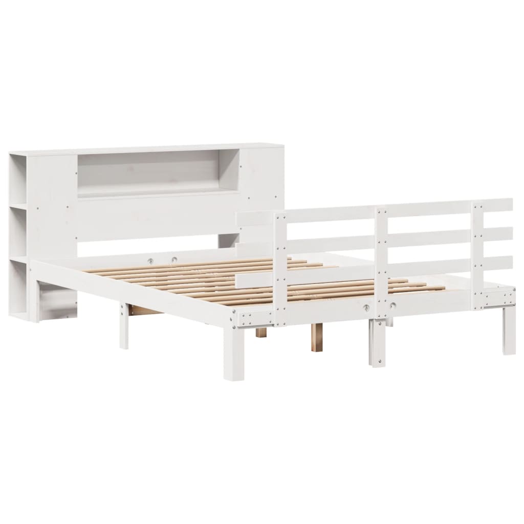 Bed met boekenkast zonder matras grenenhout wit 140x200 cm is nu te koop bij PeponiXL, paradijselijk wonen!
