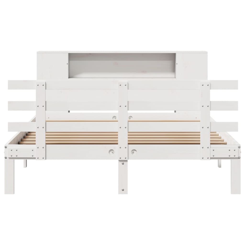 Bed met boekenkast zonder matras grenenhout wit 140x200 cm is nu te koop bij PeponiXL, paradijselijk wonen!
