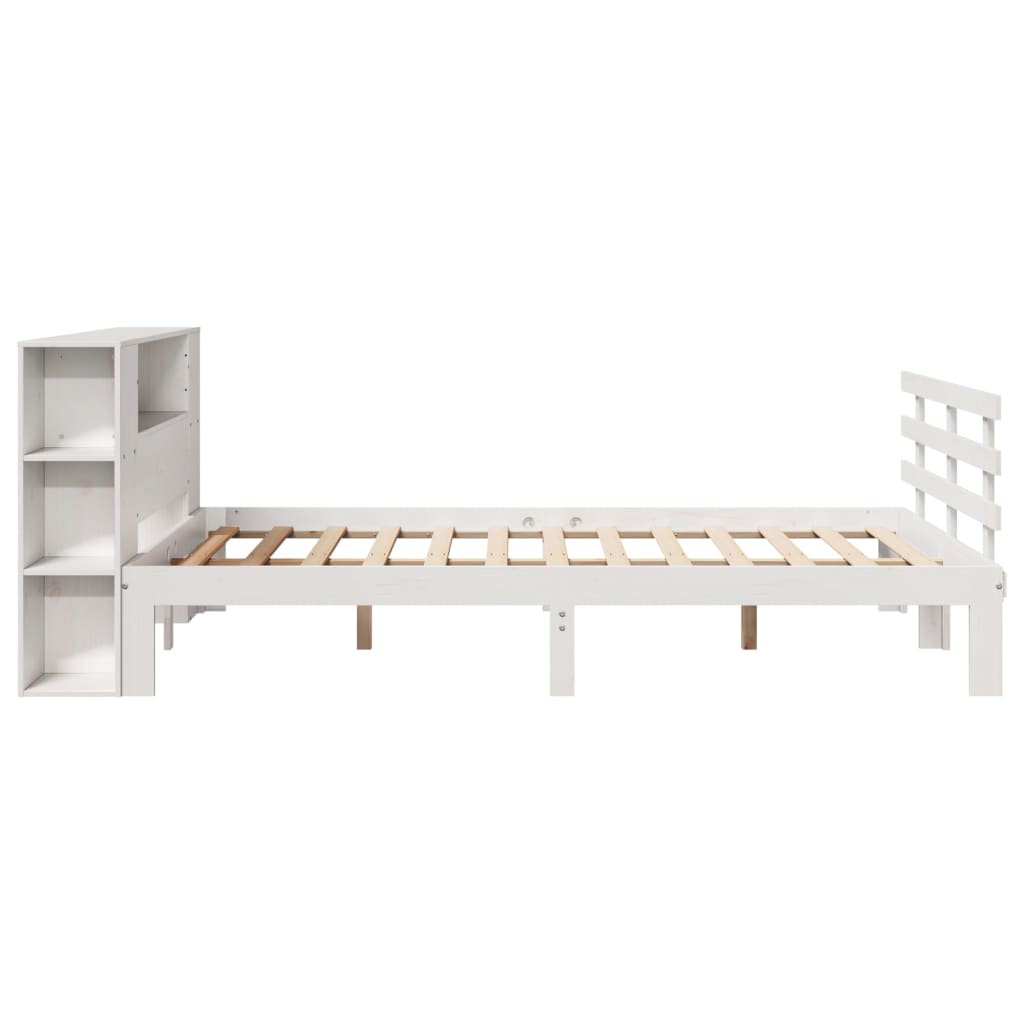 Bed met boekenkast zonder matras grenenhout wit 140x200 cm is nu te koop bij PeponiXL, paradijselijk wonen!