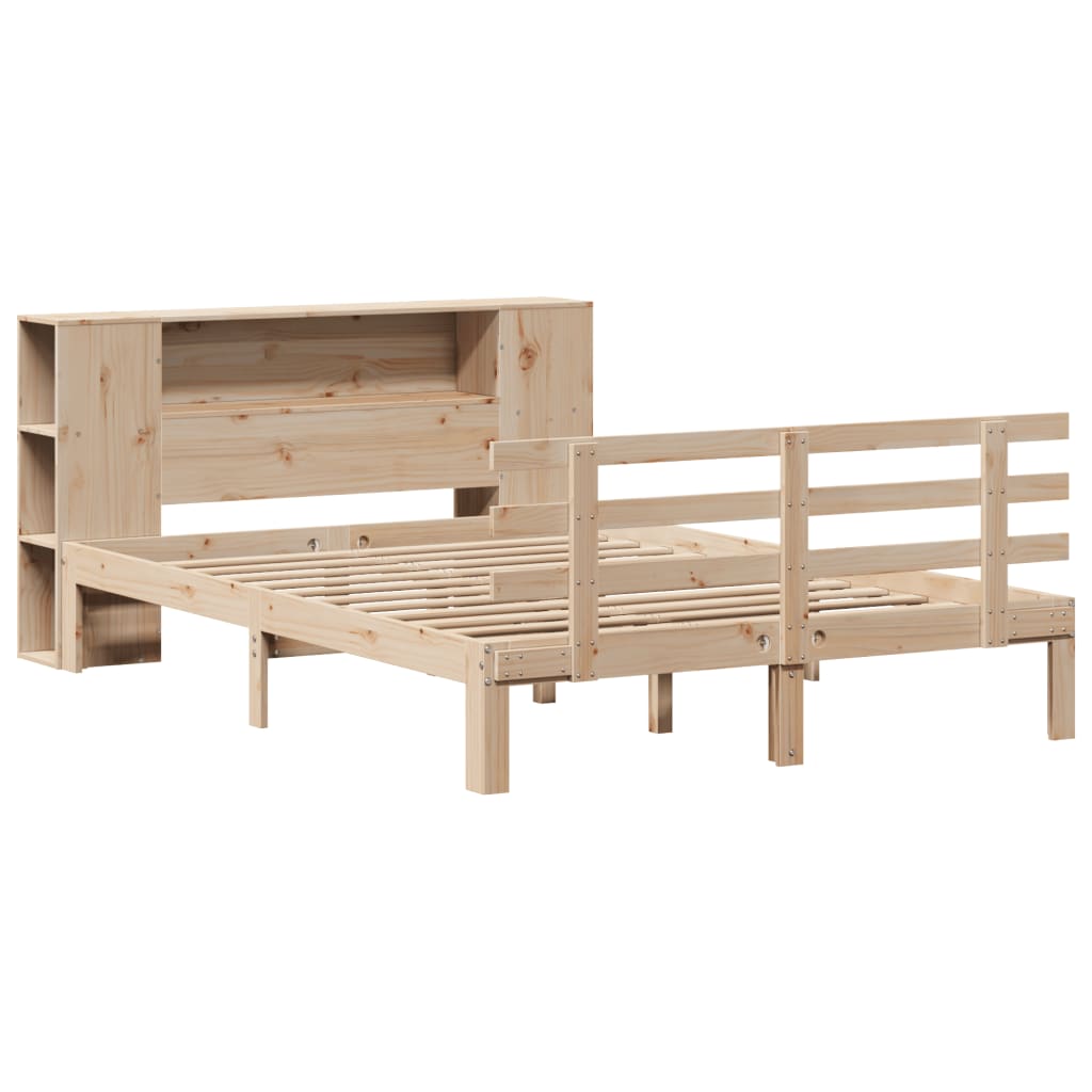 Bed met boekenkast zonder matras massief grenenhout 150x200 cm