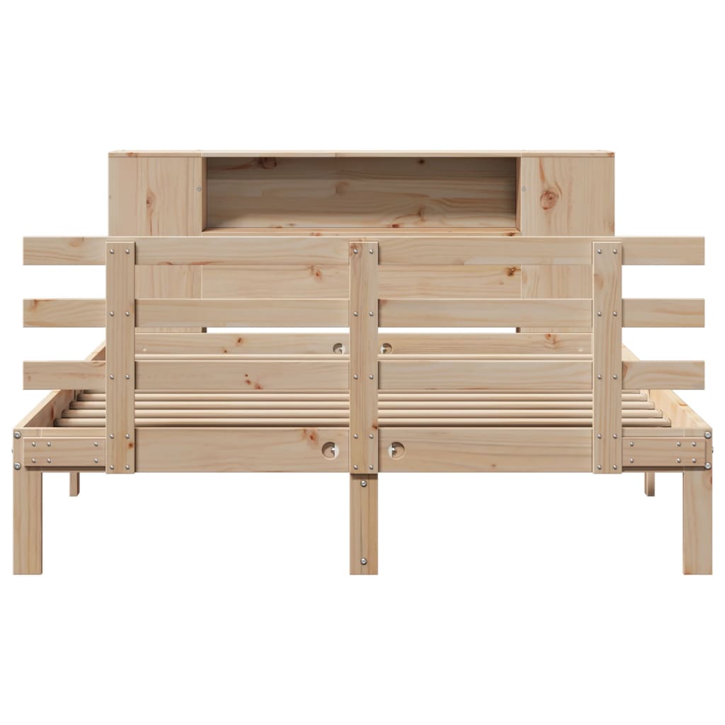 Bed met boekenkast zonder matras massief grenenhout 150x200 cm