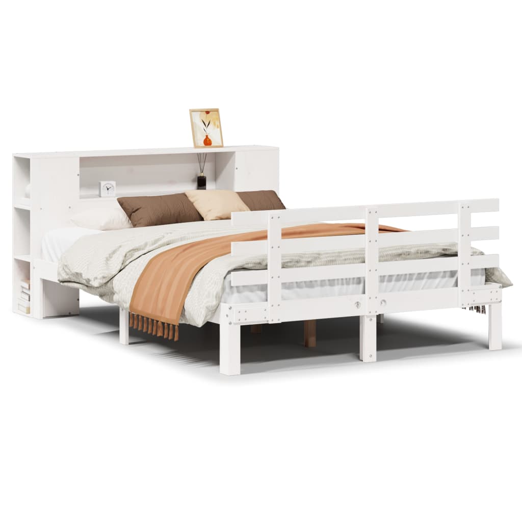 Bed met boekenkast zonder matras grenenhout wit 150x200 cm is nu te koop bij PeponiXL, paradijselijk wonen!
