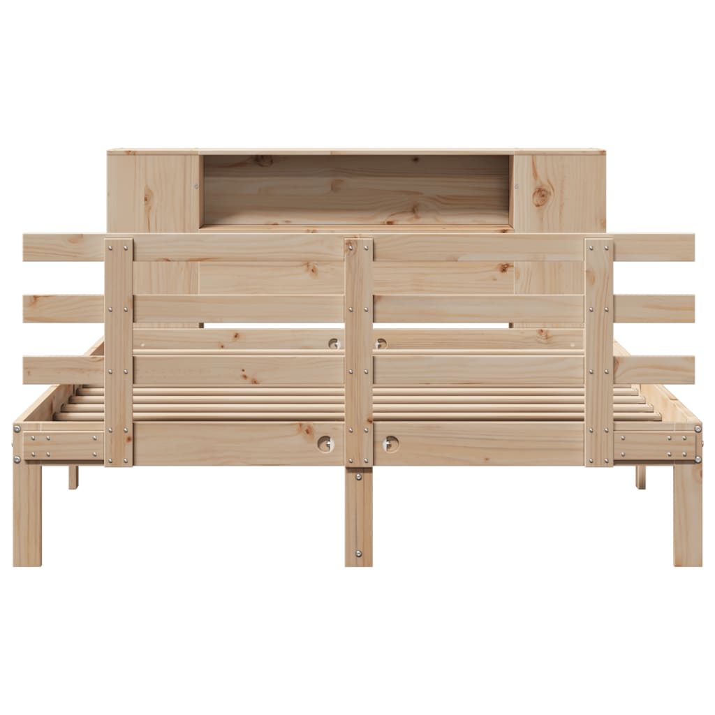 Bed met boekenkast zonder matras massief grenenhout 160x200 cm