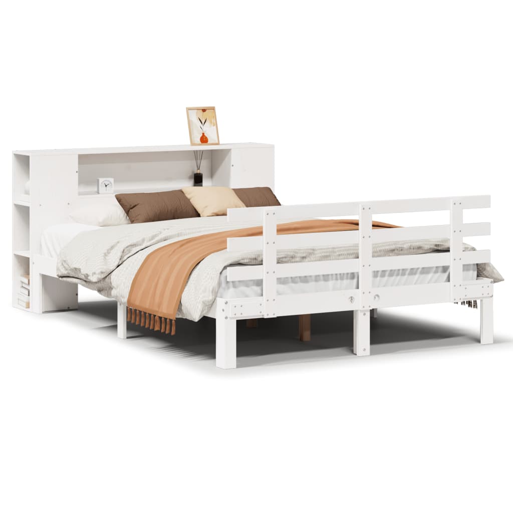 Boekenkastbed zonder matras Wit 160x200cm Massief grenenhout is nu te koop bij PeponiXL, paradijselijk wonen!
