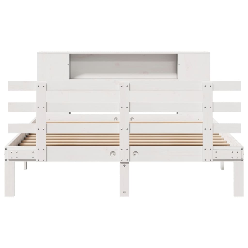 Boekenkastbed zonder matras Wit 160x200cm Massief grenenhout is nu te koop bij PeponiXL, paradijselijk wonen!