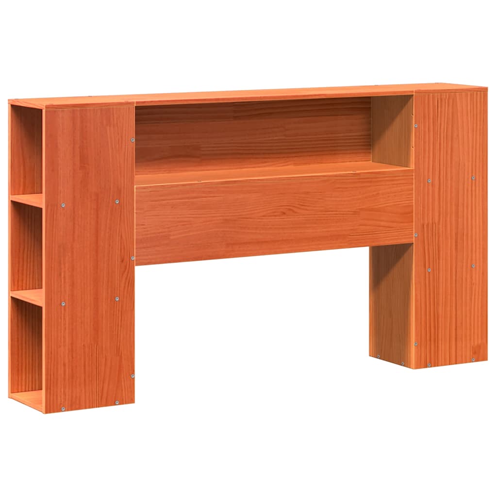Bed met boekenkast zonder matras grenenhout wasbruin 150x200 cm