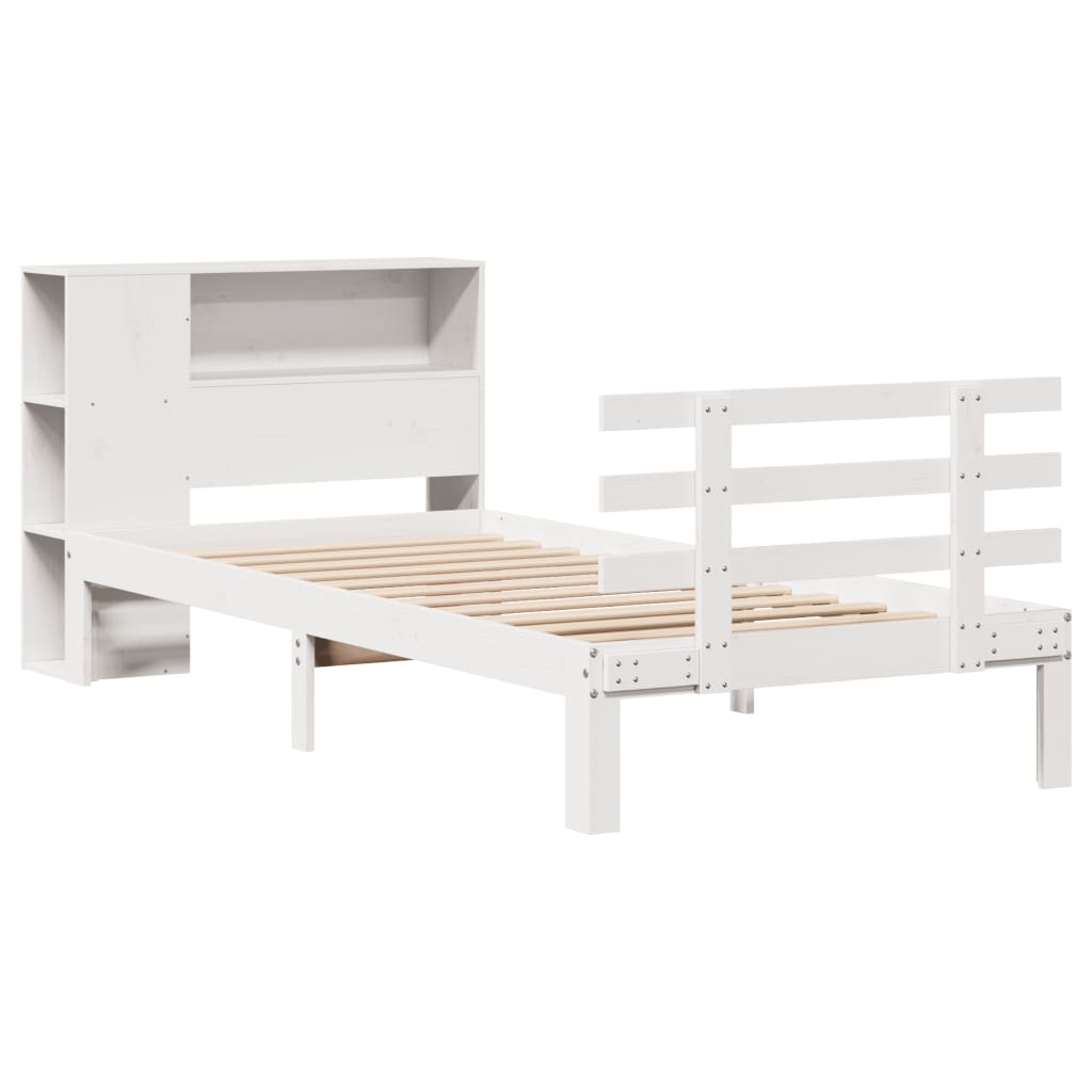 Bed met boekenkast zonder matras grenenhout wit 75x190 cm is nu te koop bij PeponiXL, paradijselijk wonen!