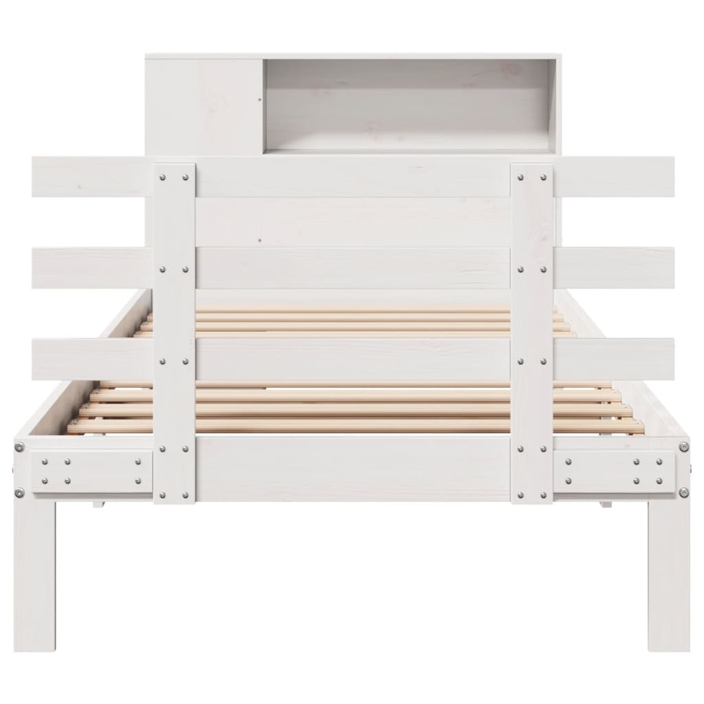 Bed met boekenkast zonder matras grenenhout wit 75x190 cm is nu te koop bij PeponiXL, paradijselijk wonen!
