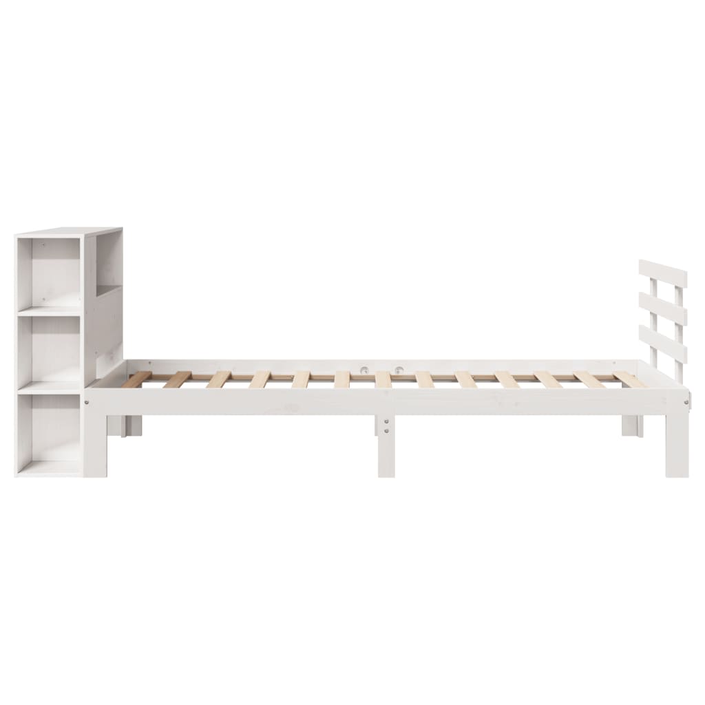 Bed met boekenkast zonder matras grenenhout wit 75x190 cm is nu te koop bij PeponiXL, paradijselijk wonen!