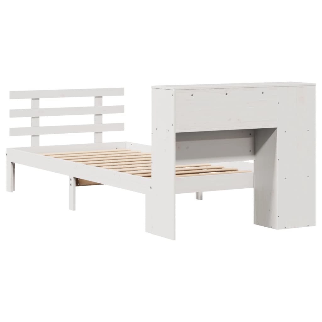 Bed met boekenkast zonder matras grenenhout wit 75x190 cm is nu te koop bij PeponiXL, paradijselijk wonen!
