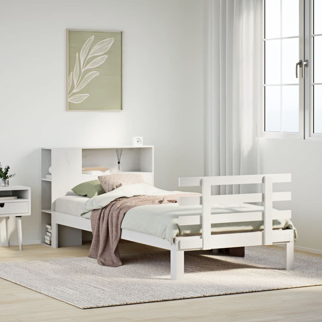Bed met boekenkast zonder matras grenenhout wit 75x190 cm is nu te koop bij PeponiXL, paradijselijk wonen!