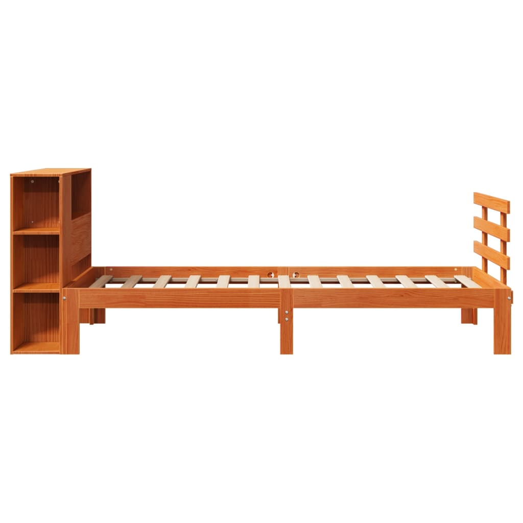 Bed met boekenkast zonder matras grenenhout wasbruin 75x190 cm is nu te koop bij PeponiXL, paradijselijk wonen!