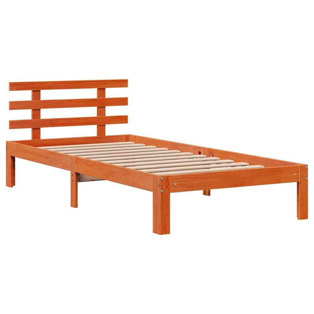 Bed met boekenkast zonder matras grenenhout wasbruin 100x200 cm is nu te koop bij PeponiXL, paradijselijk wonen!