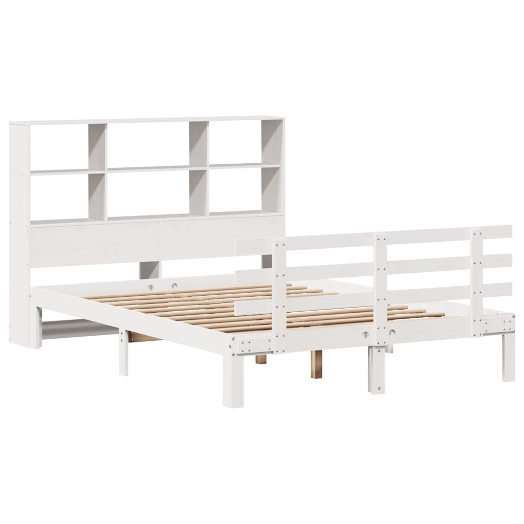 Bed met boekenkast zonder matras grenenhout wit 140x190 cm is nu te koop bij PeponiXL, paradijselijk wonen!