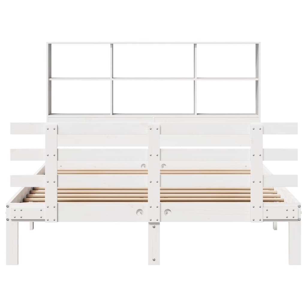 Bed met boekenkast zonder matras grenenhout wit 140x190 cm is nu te koop bij PeponiXL, paradijselijk wonen!