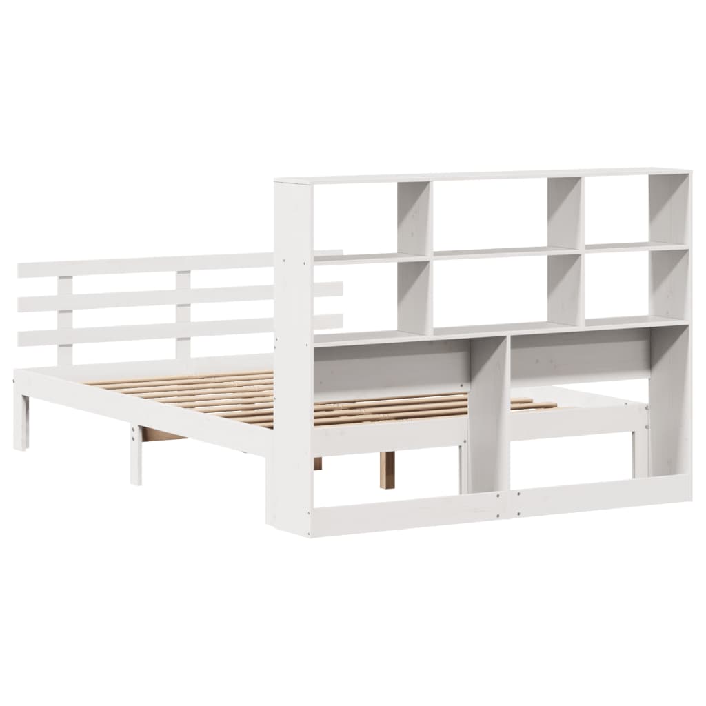 Bed met boekenkast zonder matras grenenhout wit 140x190 cm is nu te koop bij PeponiXL, paradijselijk wonen!