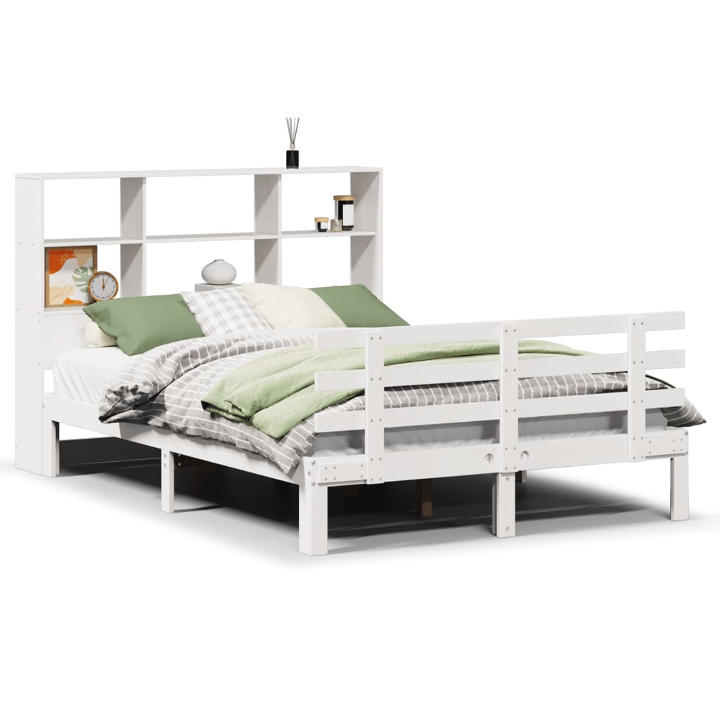 Bed met boekenkast zonder matras grenenhout wit 140x200 cm is nu te koop bij PeponiXL, paradijselijk wonen!