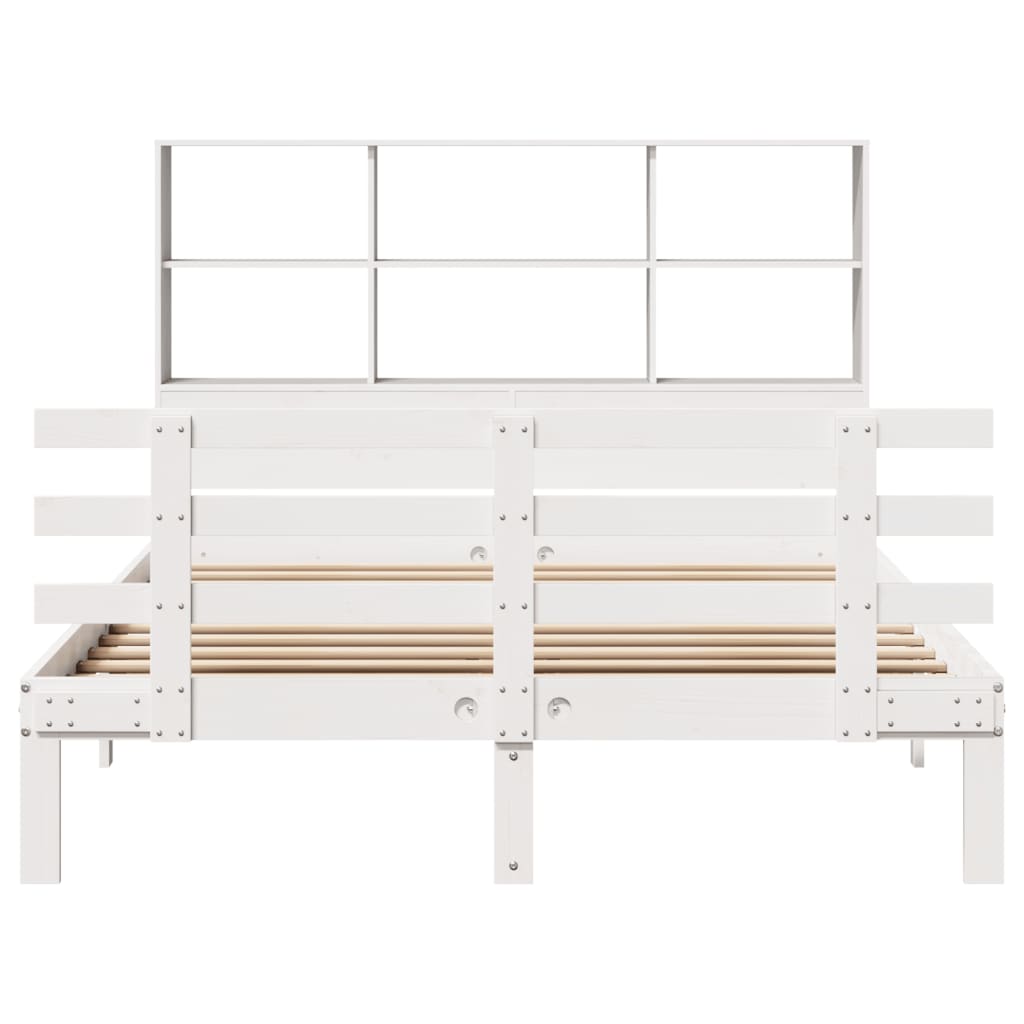 Bed met boekenkast zonder matras grenenhout wit 140x200 cm is nu te koop bij PeponiXL, paradijselijk wonen!