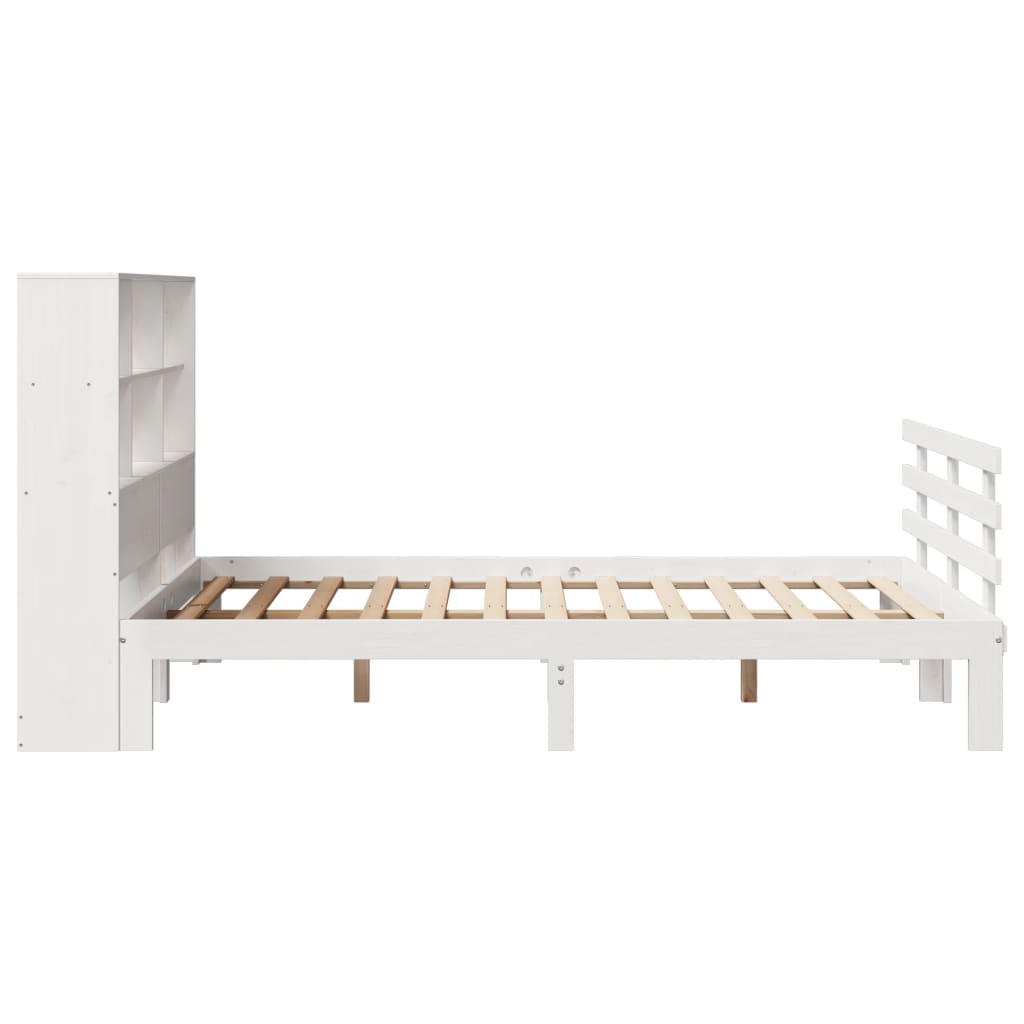 Bed met boekenkast zonder matras grenenhout wit 140x200 cm is nu te koop bij PeponiXL, paradijselijk wonen!