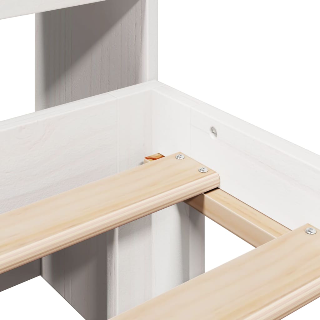 Bed met boekenkast zonder matras grenenhout wit 140x200 cm is nu te koop bij PeponiXL, paradijselijk wonen!