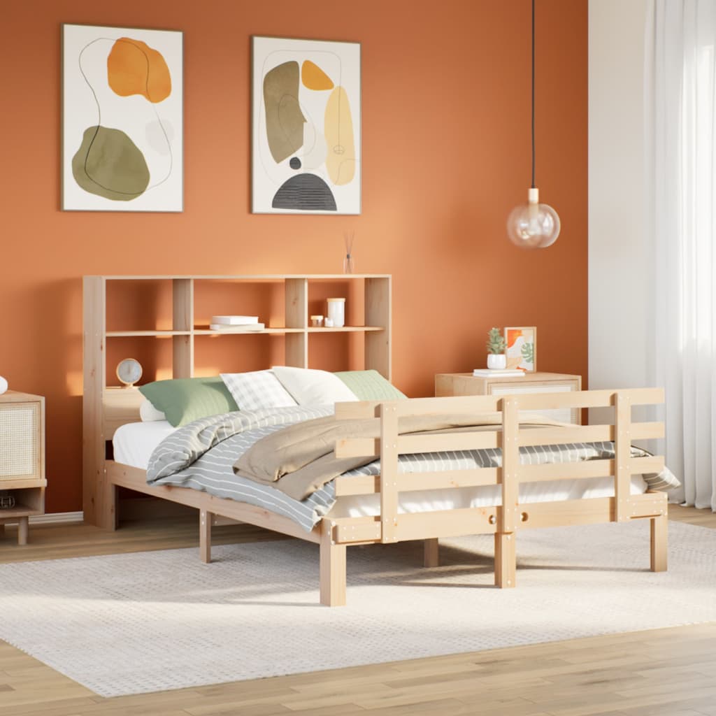 Bed met boekenkast zonder matras massief grenenhout 150x200 cm is nu te koop bij PeponiXL, paradijselijk wonen!