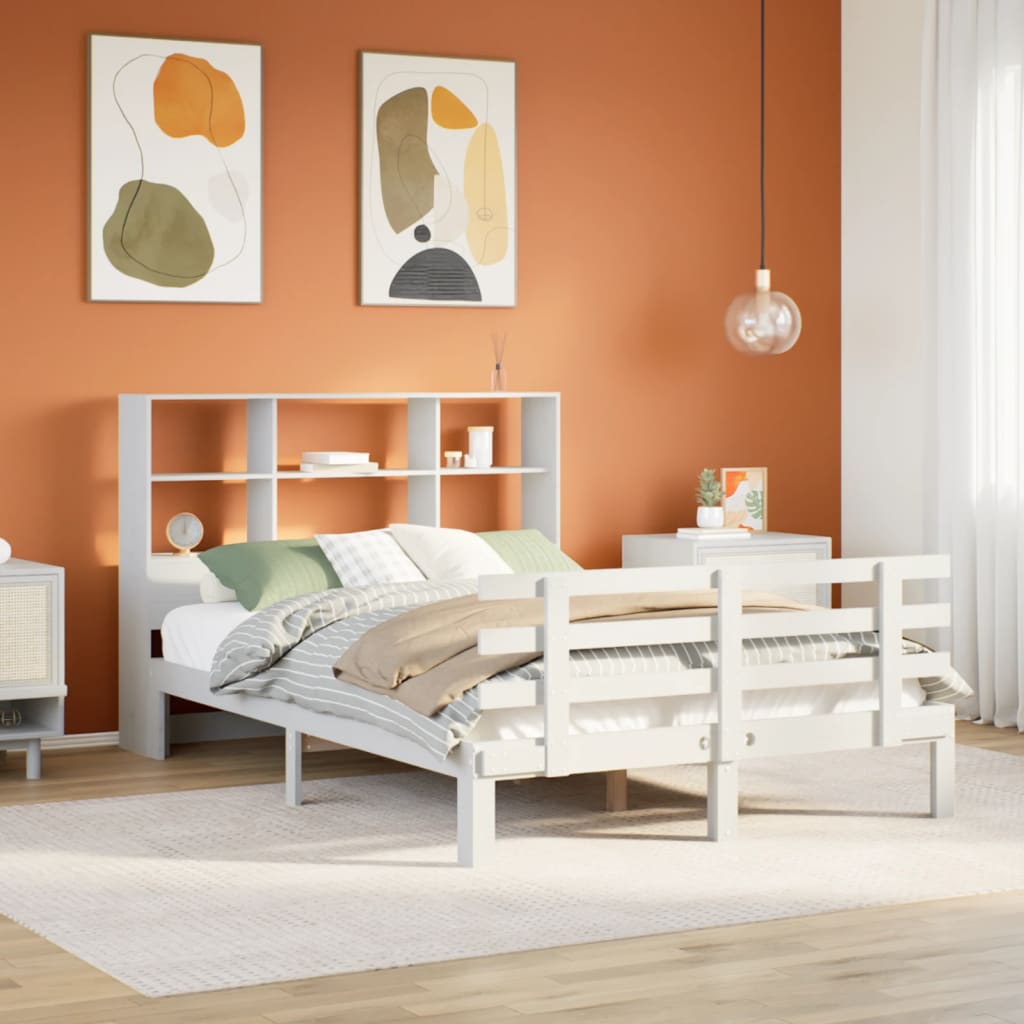 Bed met boekenkast zonder matras grenenhout wit 160x200 cm is nu te koop bij PeponiXL, paradijselijk wonen!