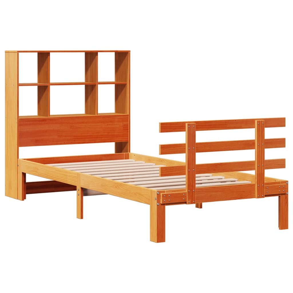 Bed met boekenkast zonder matras grenenhout wasbruin 75x190 cm is nu te koop bij PeponiXL, paradijselijk wonen!