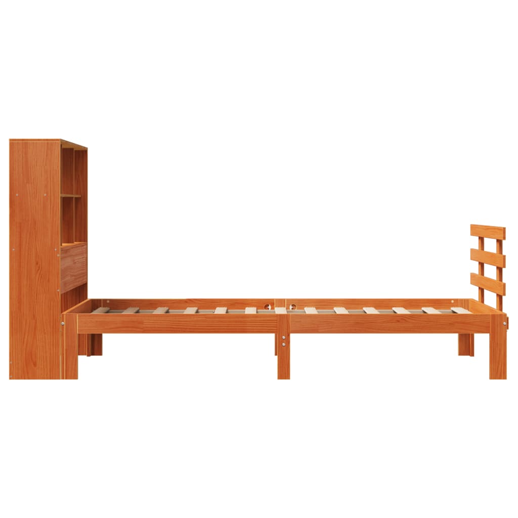 Bed met boekenkast zonder matras grenenhout wasbruin 75x190 cm is nu te koop bij PeponiXL, paradijselijk wonen!