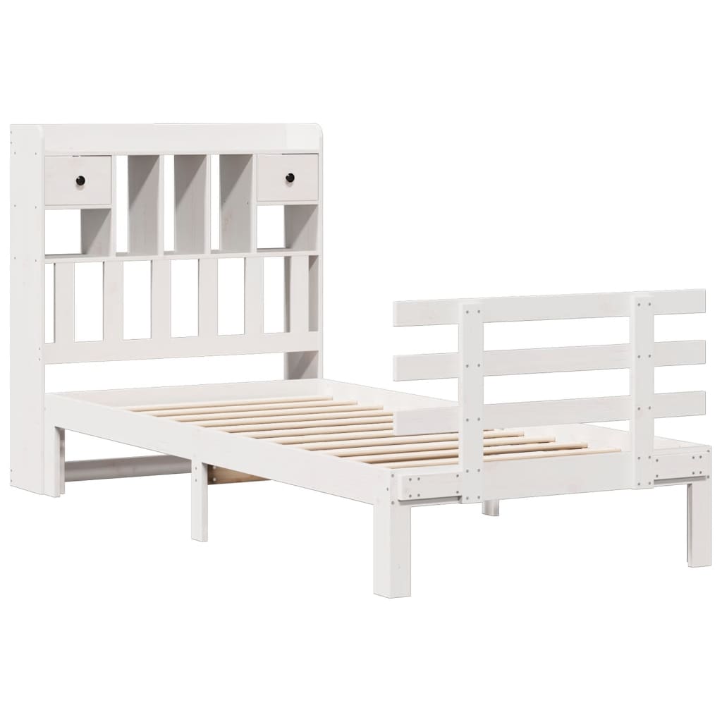 Bed met boekenkast zonder matras grenenhout wit 75x190 cm is nu te koop bij PeponiXL, paradijselijk wonen!
