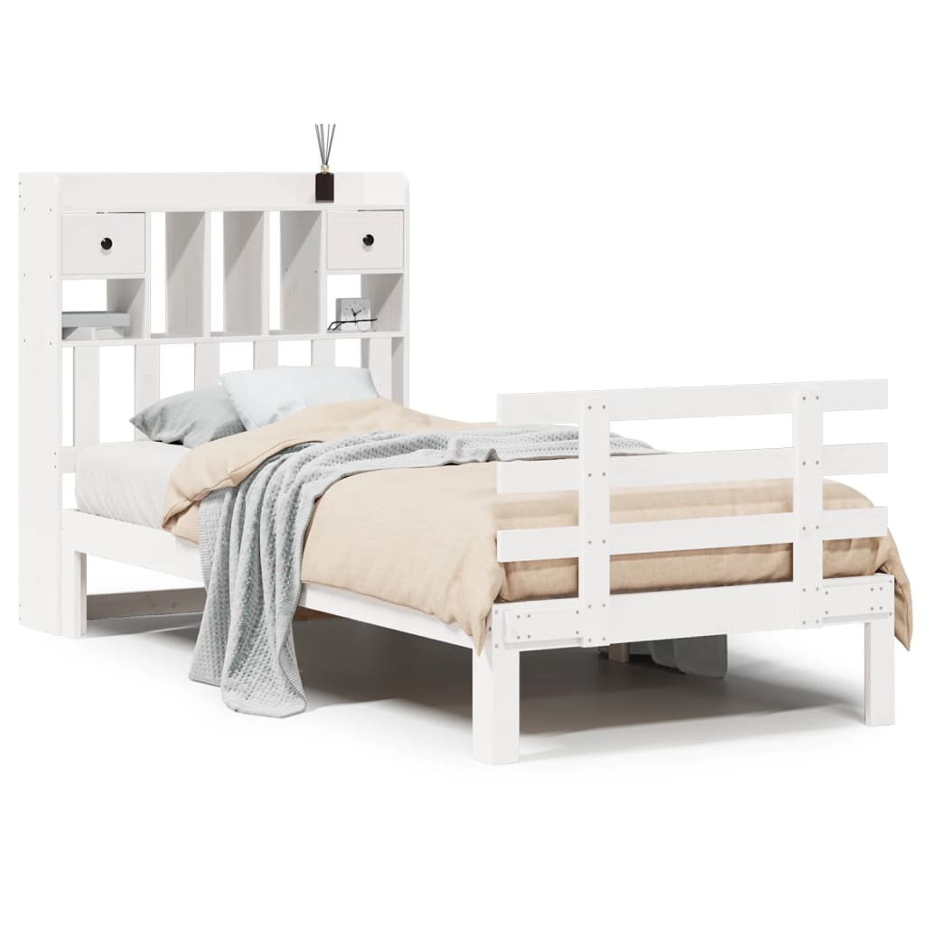 Bed met boekenkast zonder matras grenenhout wit 90x190 cm is nu te koop bij PeponiXL, paradijselijk wonen!