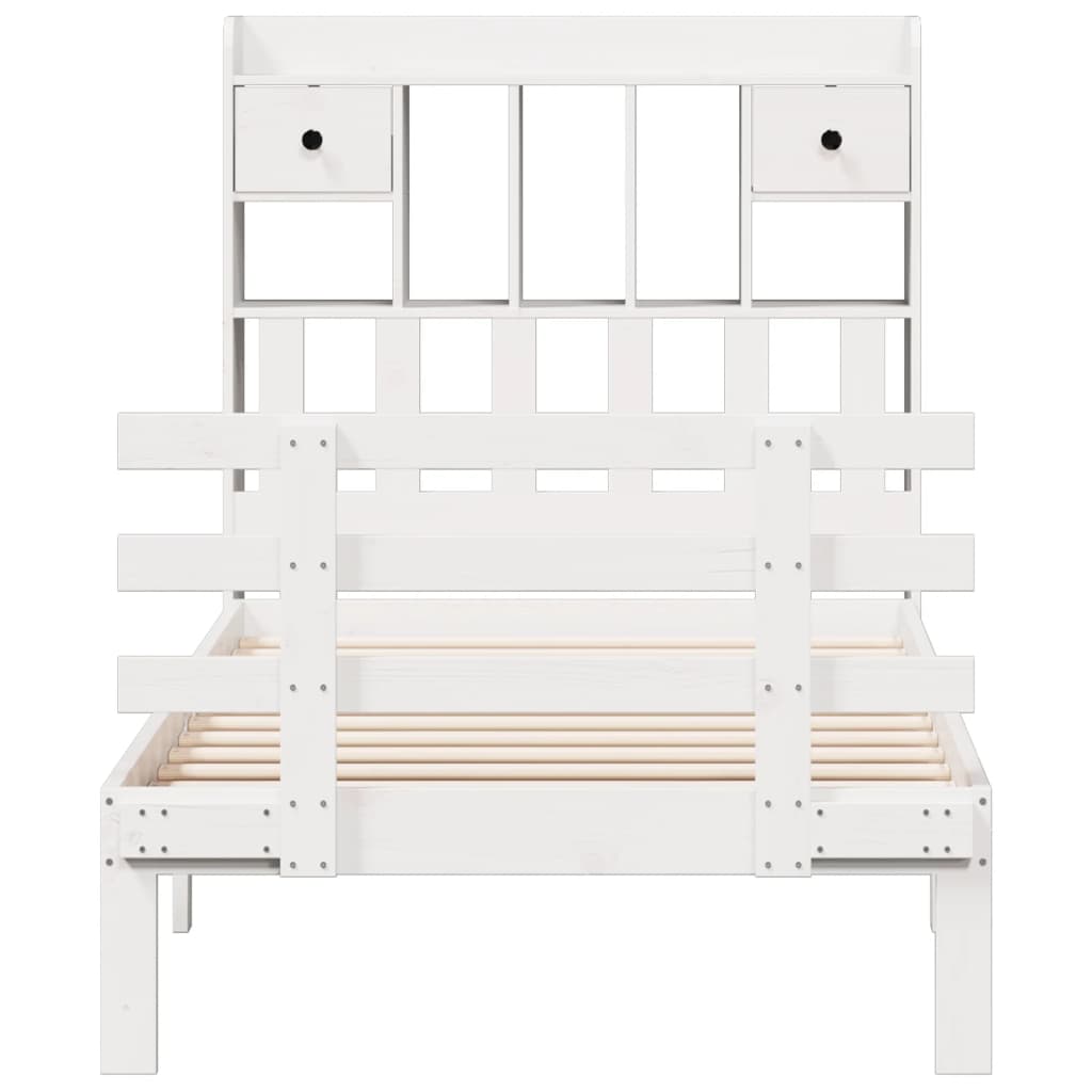 Bed met boekenkast zonder matras grenenhout wit 90x190 cm is nu te koop bij PeponiXL, paradijselijk wonen!