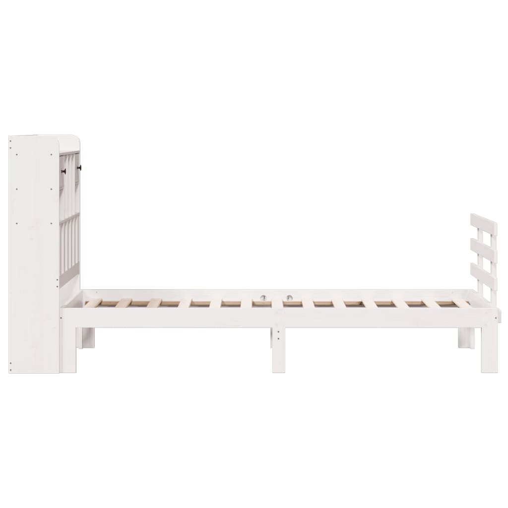 Bed met boekenkast zonder matras grenenhout wit 90x190 cm is nu te koop bij PeponiXL, paradijselijk wonen!