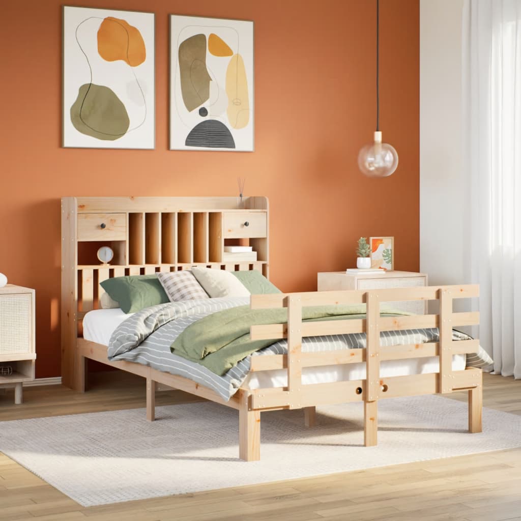 Bed met boekenkast zonder matras massief grenenhout 135x190 cm is nu te koop bij PeponiXL, paradijselijk wonen!