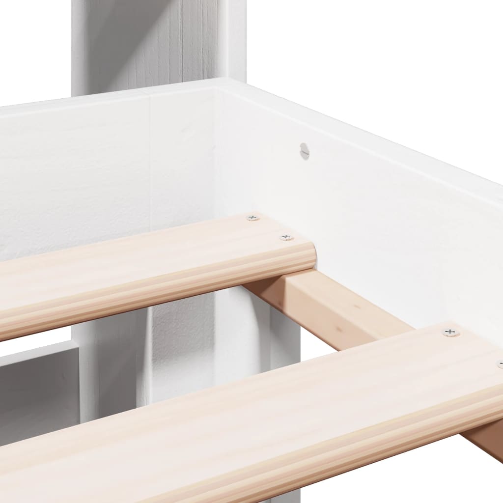 Bed met boekenkast zonder matras grenenhout wit 135x190 cm is nu te koop bij PeponiXL, paradijselijk wonen!