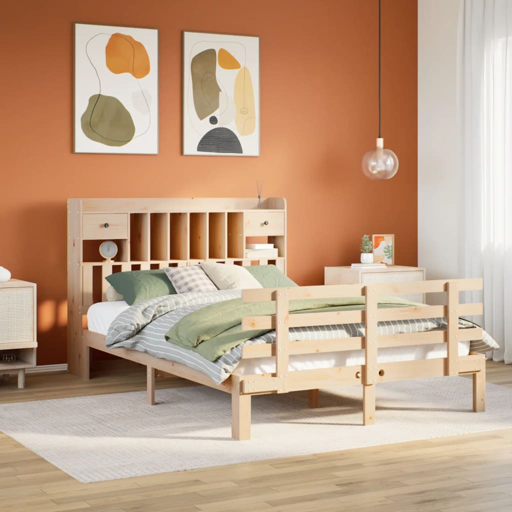 Bed met boekenkast zonder matras massief grenenhout 140x190 cm is nu te koop bij PeponiXL, paradijselijk wonen!